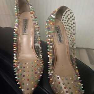 Steve Madden Beige Heels with Multicolor Studs